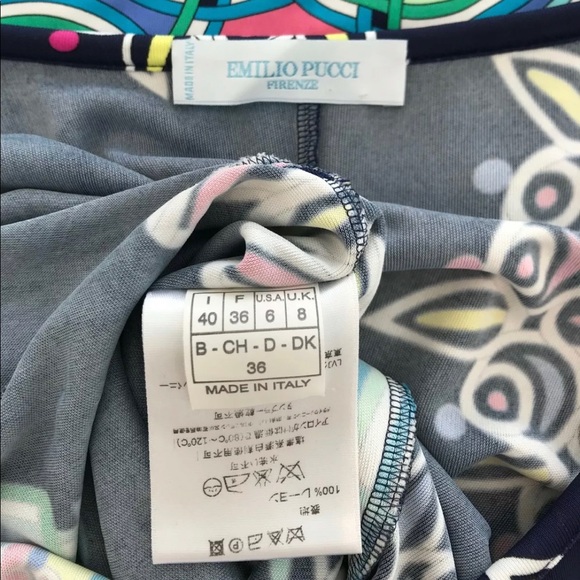 EMILIO PUCCI NAVY FLORAL MULTI PRINT DRESS SIZE IT 40 / US 6 - Picture 13 of 13